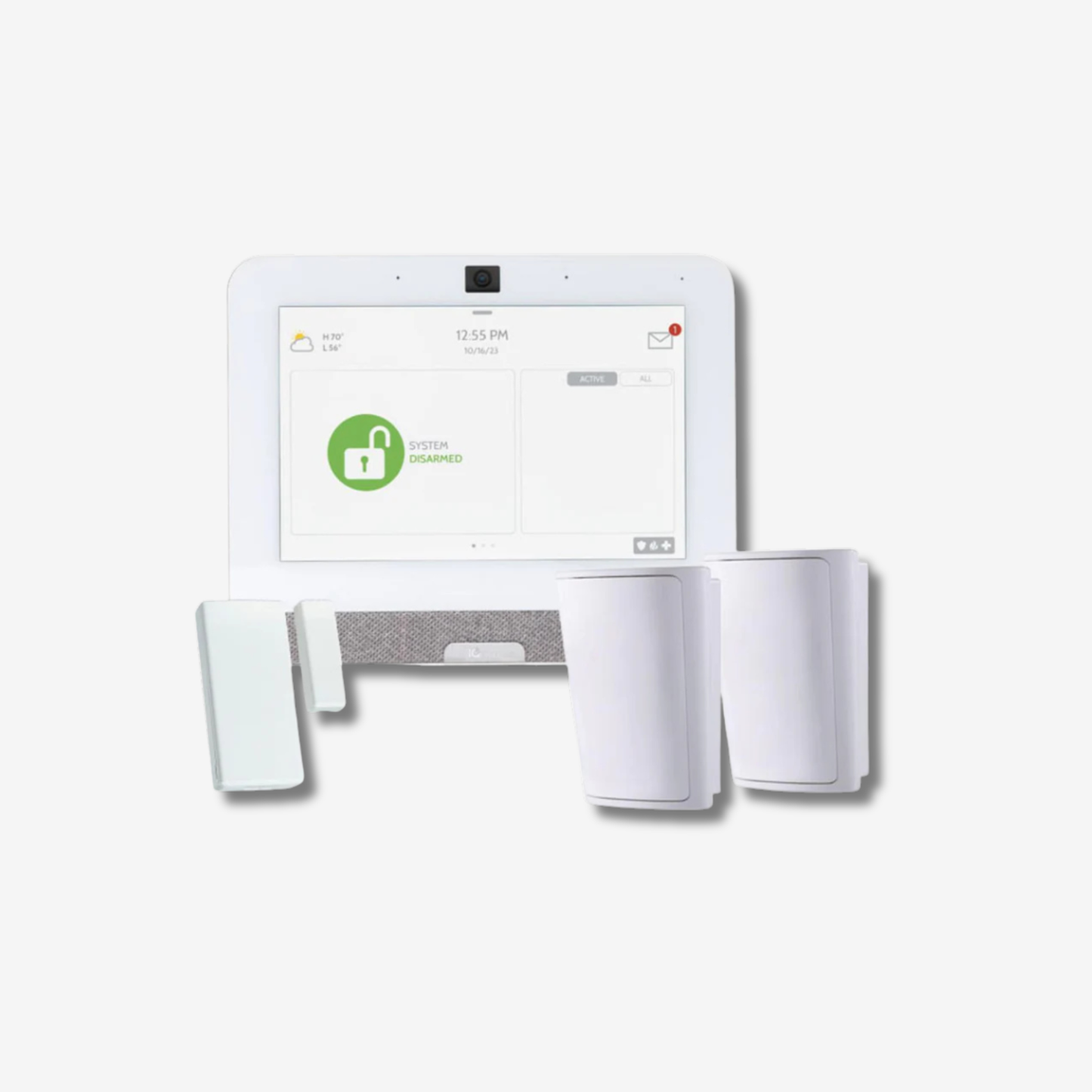 Alarm Starter kit including Control Panel, 2 Motion sensors and a door sensor.